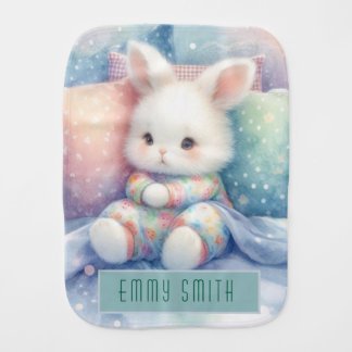 Modern Cute Pastel Bunny Baby Burp Cloth