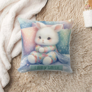 Modern Cute Pastel Bunny Throw Pillow