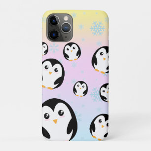 Modern cute pastel penguin gradient pattern iPhone 11 pro case