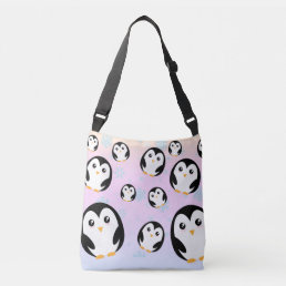 Modern cute pastel&#160;penguin gradient pattern crossbody bag
