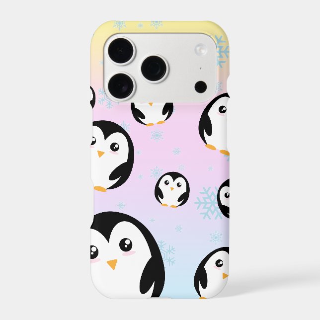 Modern cute pastel penguin gradient pattern iphone case (Back)