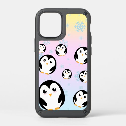 Modern cute pastelpenguin gradient pattern speck iPhone 12 mini case