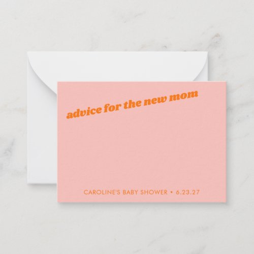 Modern Cute Pastel Pink Orange Baby Shower Books Advice Card