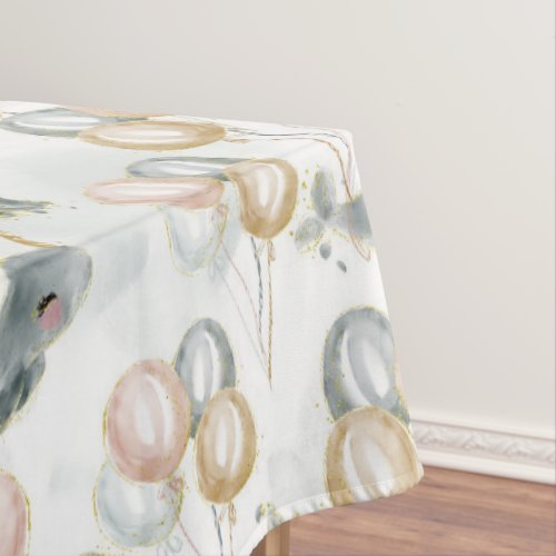 Modern Cute Pastel Whimsical Whale Balloon Party Tablecloth
