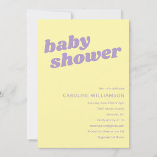 Modern Cute Pastel Yellow Retro Baby Shower Invitation