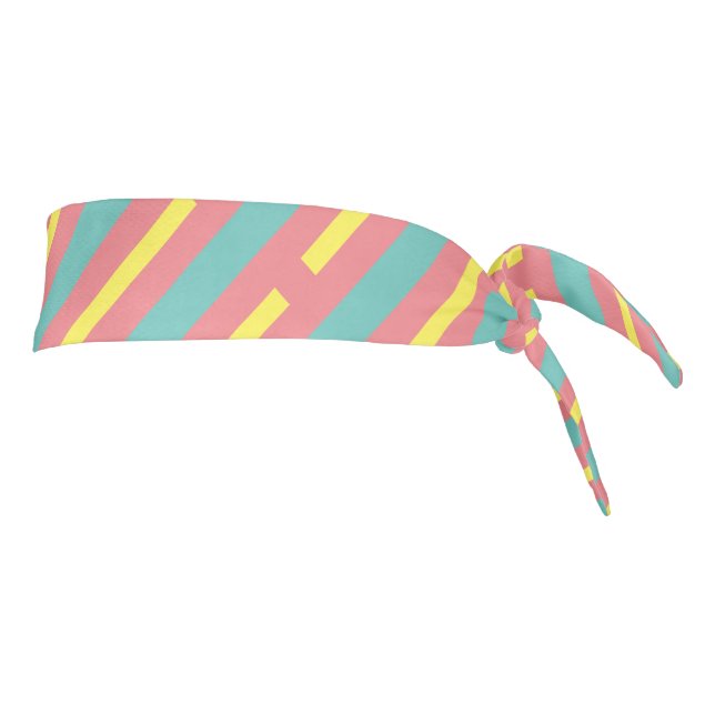 Modern cute pattern stripes lines pink yellow blue tie headband (Rotate 90)