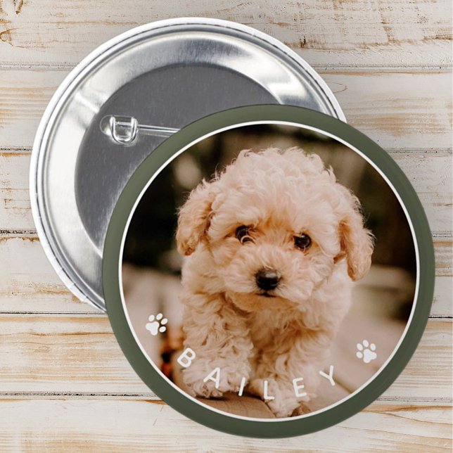 Modern Cute Paws Family Pet Photo Button (Creator Uploaded)