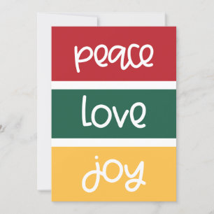 Modern Cute Peace Love Joy Christmas greetings Holiday Card