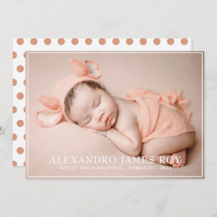 Modern Cute Peach Welcome Hello Baby Photo Birth Announcement