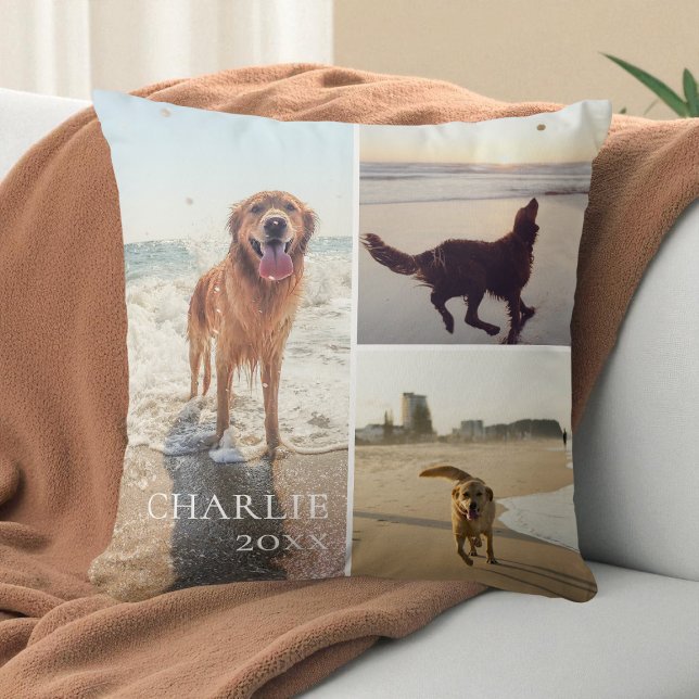 Modern Cute Personalized Pet Photo Collage Throw Pillow (Modern Cute Personalized Pet Photo Collage Throw Pillow)