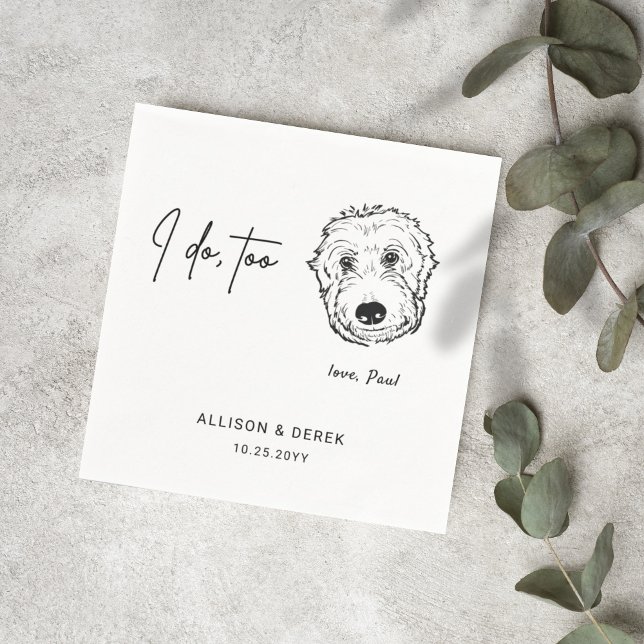 Modern Cute Pet Face Artwork Dog Wedding Napkins (Creator Uploaded)