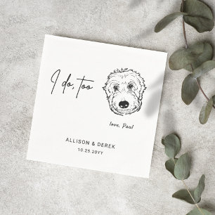 Modern Cute Pet Face Artwork Dog Wedding Napkins