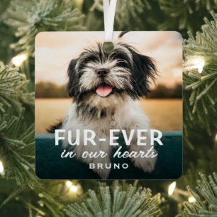 Modern Cute Photo Dog Memorial Keepsake Metal Ornament
