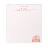 Modern Cute pink boho rainbow with florals