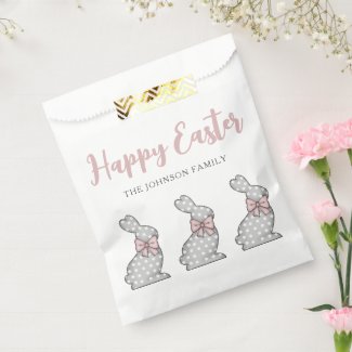 Modern Cute Pink Bunny Happy Easter