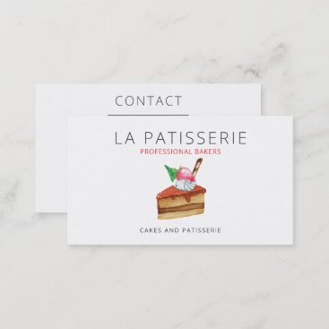 Modern Cute Pink Cheesecake Bakery Pastry Chef Business Card