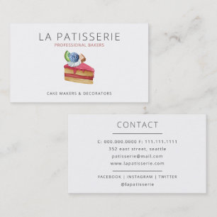 Modern Cute Pink Cheesecake Bakery Pastry Chef Business Card