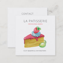 Modern Cute Pink Cheesecake Bakery Pastry Chef Square Business Card