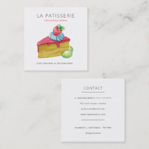 Modern Cute Pink Cheesecake Bakery Pastry Chef Square Business Card
