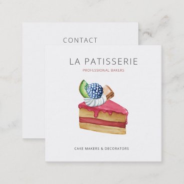 Modern Cute Pink Cheesecake Bakery Pastry Chef Square Business Card