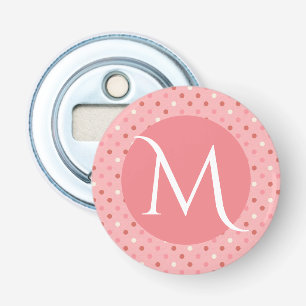 Modern Cute Pink Dotty Monogram Bottle Opener