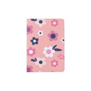 Modern Cute Pink Flower Pattern Passport Holder