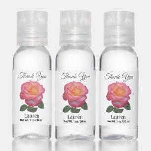 Modern cute pink flower Thank You favor Hand Sanitizer