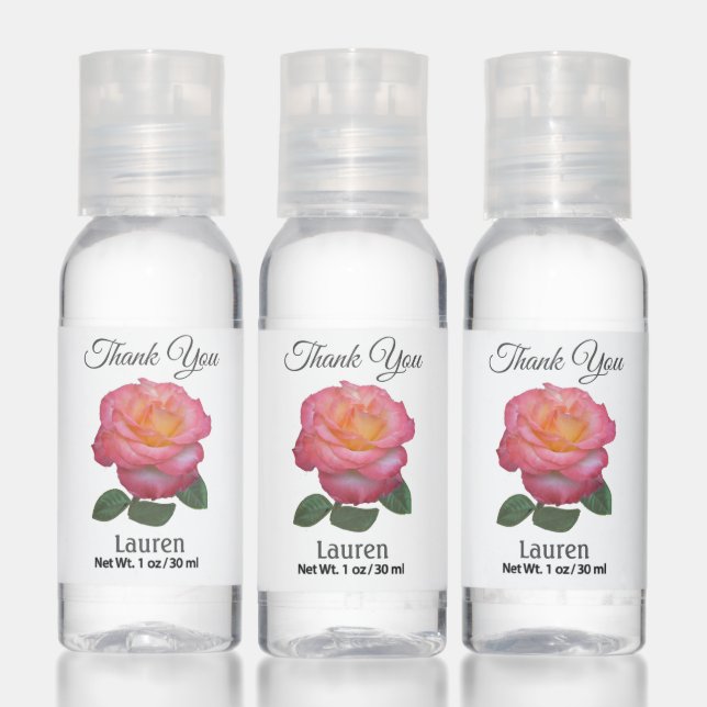 Modern cute pink flower Thank You favor Hand Sanitizer (Set)