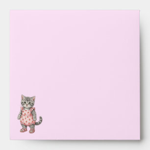 Modern Cute Pink Kitty Kids Birthday Designs Envelope