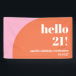 Modern Cute Pink Orange Arch 21st Birthday Custom  Banner<br><div class="desc">Modern Cute Pink Orange Arch 21st Birthday Custom Birthday Banner</div>