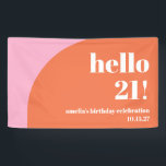 Modern Cute Pink Orange Arch 21st Birthday Custom  Banner<br><div class="desc">Modern Cute Pink Orange Arch 21st Birthday Custom Birthday Banner</div>