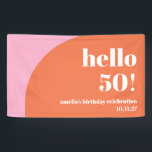 Modern Cute Pink Orange Arch 50th Birthday Custom  Banner<br><div class="desc">Modern Cute Pink Orange Arch 50th Birthday Custom Birthday Banner</div>