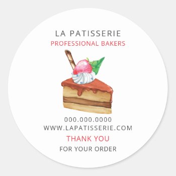 Modern Cute Pink Pastry Bakery Box Seals by MG_BusinessCards at Zazzle