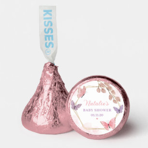 Modern Cute Pink Purple Butterfly Girl Baby Shower Hershey®'s Kisses®