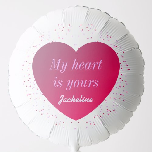 Modern Cute Pink Red Heart Valentines Day Balloon