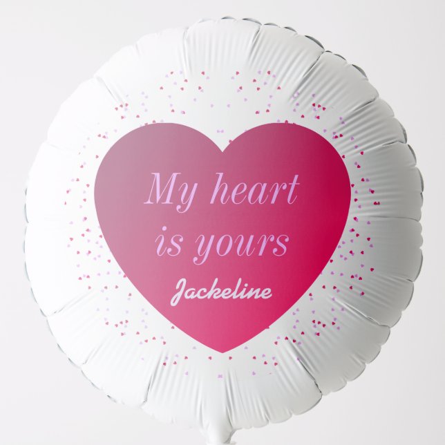 Modern Cute Pink Red Heart Valentines Day Balloon (Front)