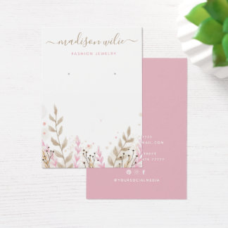 Modern Cute Pink Simple Watercolor Floral Earring
