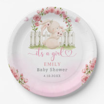 Modern cute punny floral pink girl baby shower