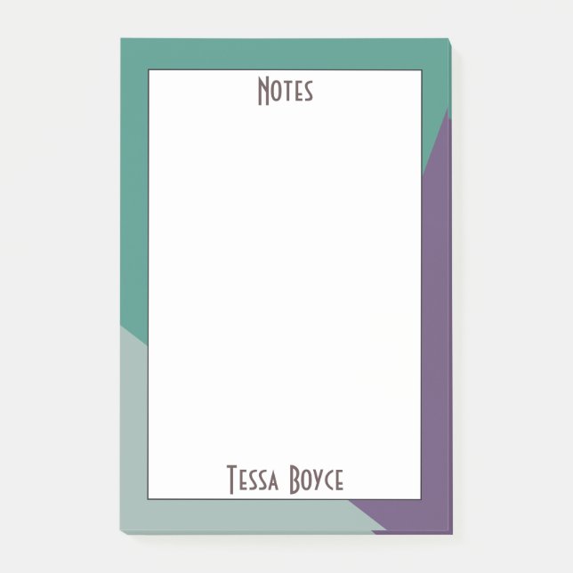 Modern Cute Purple Green Colorful Monogrammed Post-it Notes (Front)