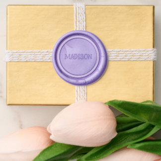 Modern Cute Purple Name Kids Wax Seal Sticker