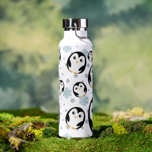 Modern cute Rainbow penguin gradient pattern Water Bottle