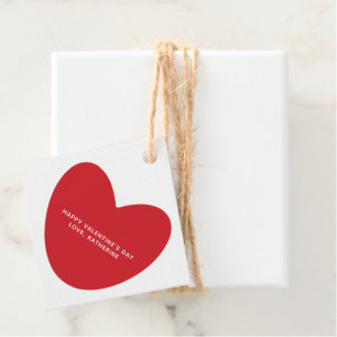 Modern cute red heart personalized Valentine's Day Favor Tags