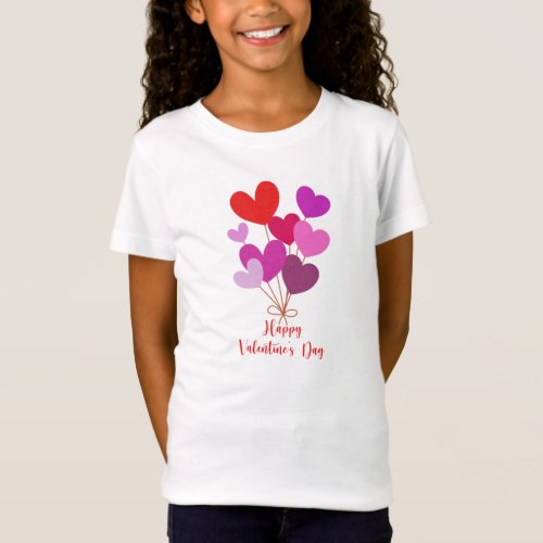 Modern Cute Red Pink Happy Valentines Day Hearts T_Shirt