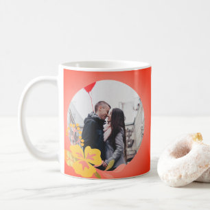 Modern Cute Romance Red Heart Photo Valentines Day Coffee Mug