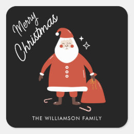 Modern Cute Santa Claus Square Square Sticker