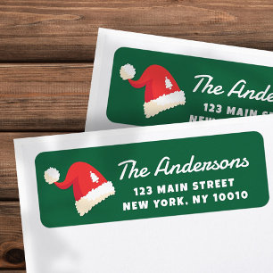 Modern Cute Santa Hats Custom Return Address Label