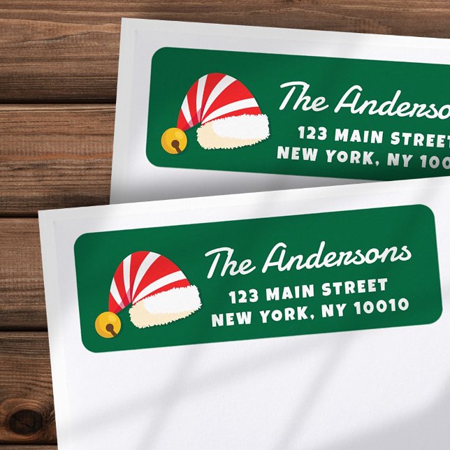 Modern Cute Santa Hats Custom Return Address Label (Creator Uploaded)