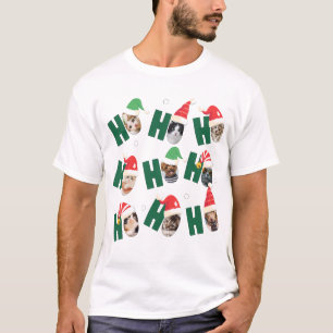 Modern Cute Santa Hats Nine Family Pets' Photos T-Shirt