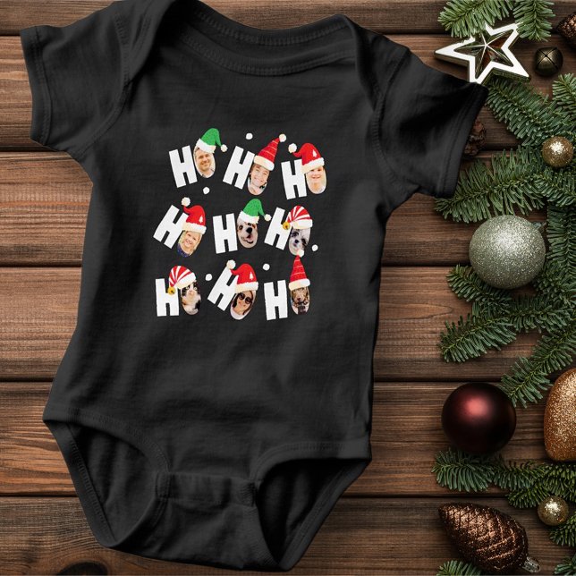 Modern Cute Santa Hats Nine Family Photos Baby Bodysuit (Creator Uploaded)