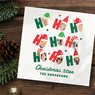 Modern Cute Santa Hats Nine Family Photos Napkins